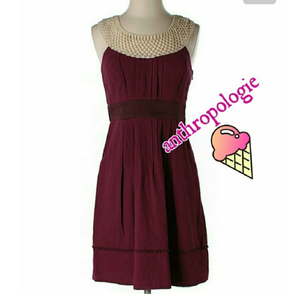 Anthropologie Floreat Betine plum kneelength dress